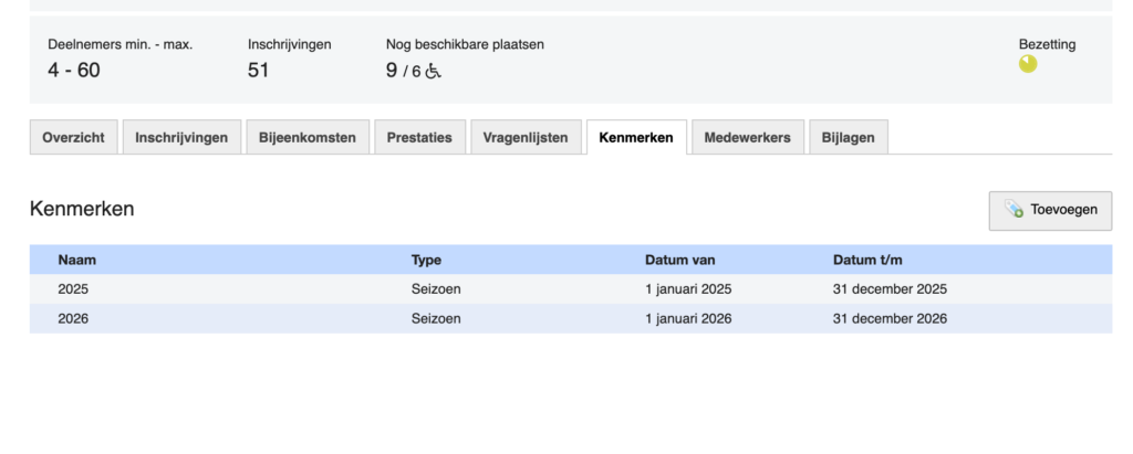 Oude kenmerken tabblad